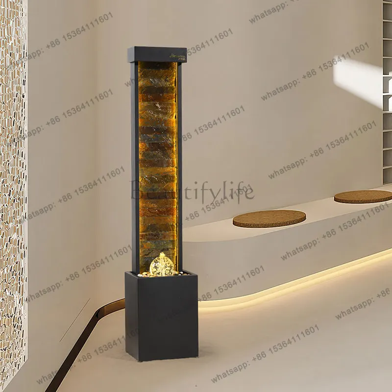 Modern light luxury flowing water ornament circulating water decoration floor entrance water curtain wall fountain