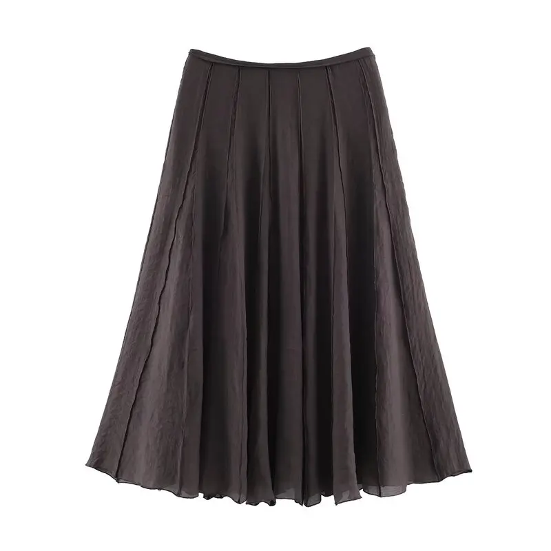 Summer 2026 New Women's Midi Skirt Pleated Draped A-Line Skirt Standard Fit Chinese Production Word Other Fabric Other Process