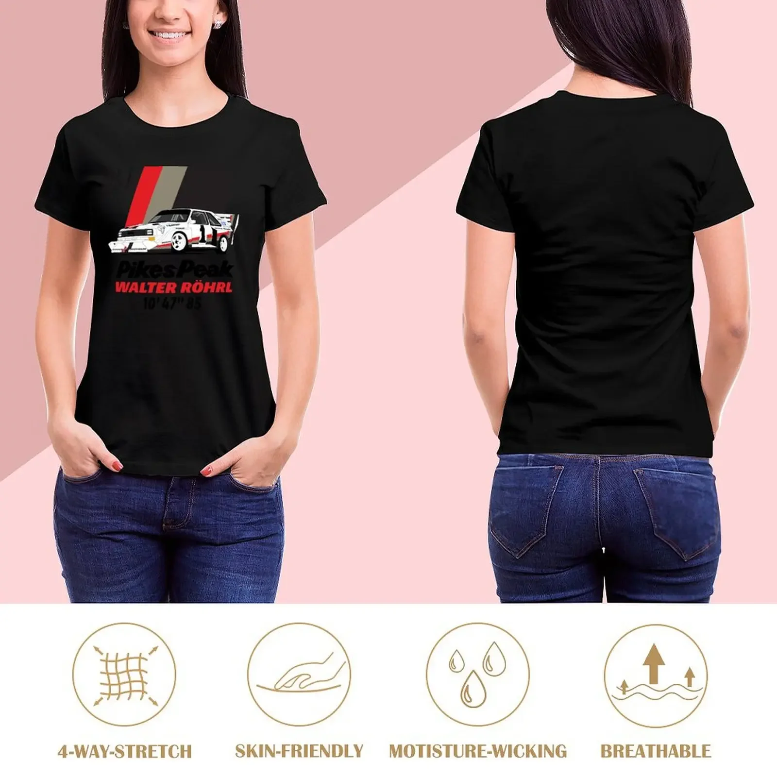 Walter Rohrl Pikes peak 87 T-Shirt Short sleeve tee summer clothes customizeds female funny t shirts for Women