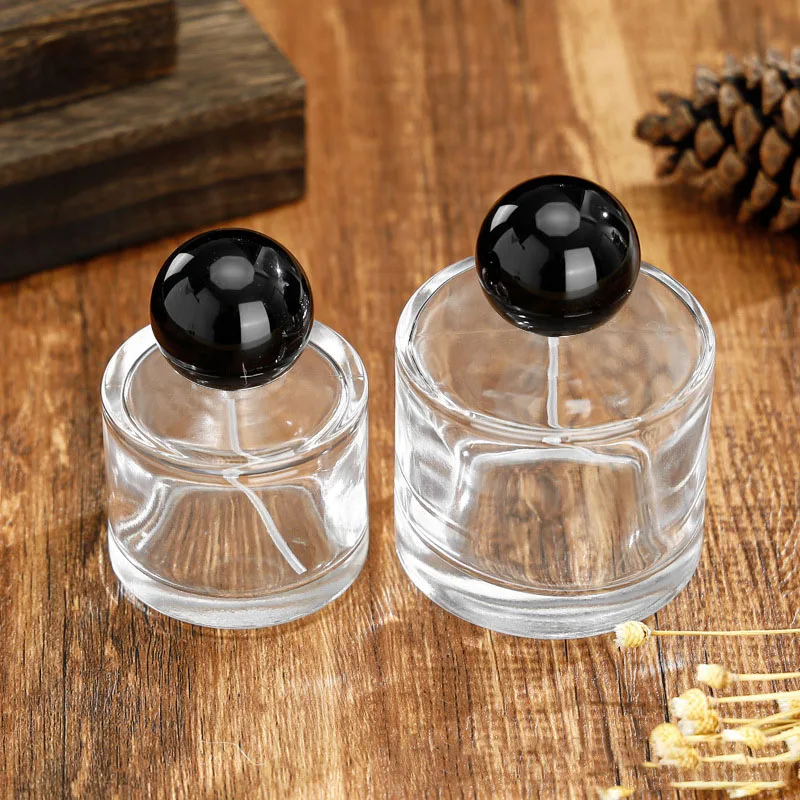 30ml/50ml/100ml Glass Perfume Bottle Transparent Cylindrical Spray Bottle Empty Refillable Atomizer Cosmetic Containers