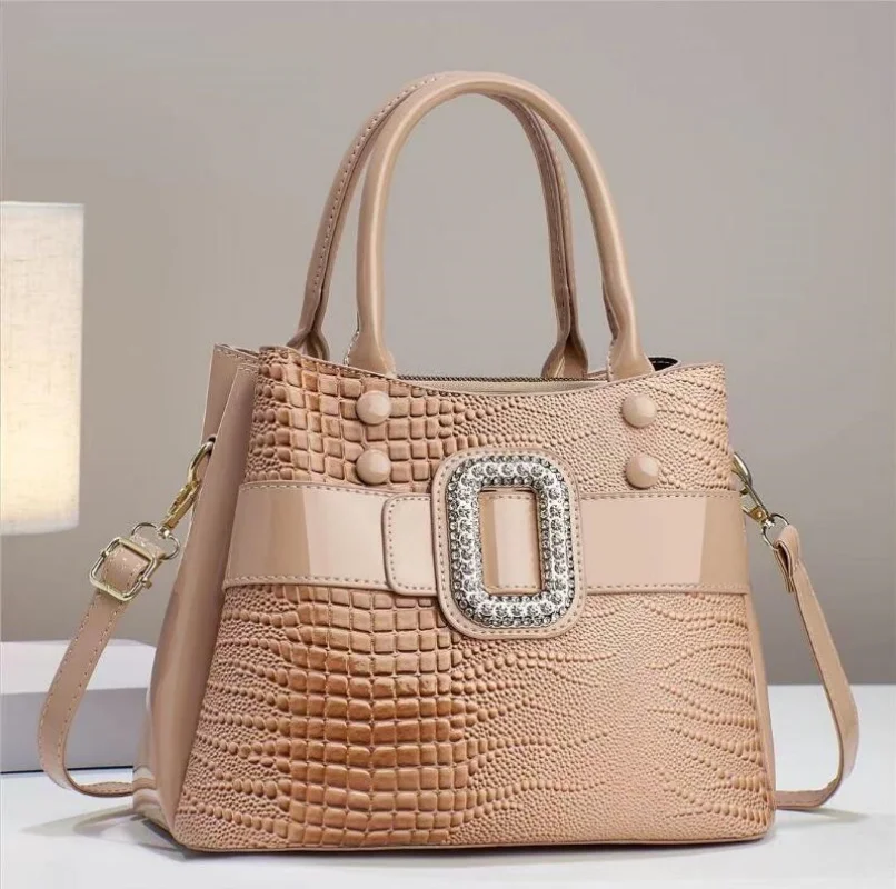 

Spliced Bright Leather Large Capacity Women Handbag High Quality Lady One Shoulder Diagonal Straddle Bag New Direct Selling Bag