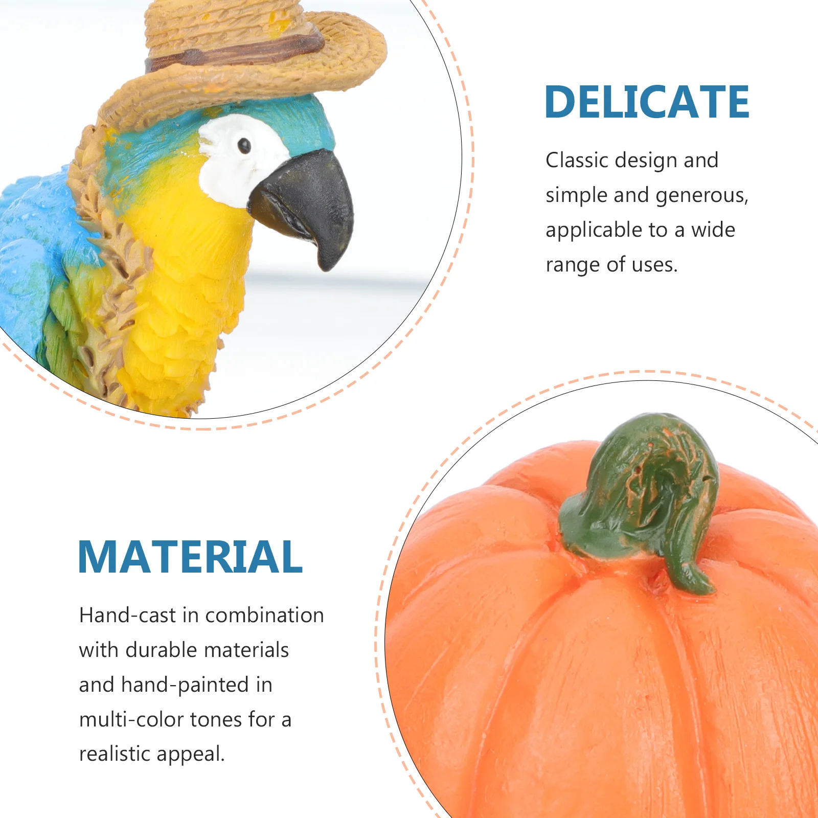 

1Set Creative Parrot Pumpkin Statue Garden Thanksgiving Decor Resin Craft Scene Layout Garden Parrot Statue Decor