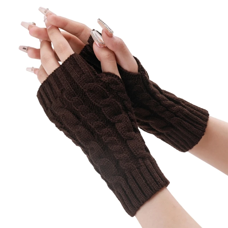 Acrylic Knitted Arm Warmer Winter Elastic Gloves Outdoor Commute Essential Y166