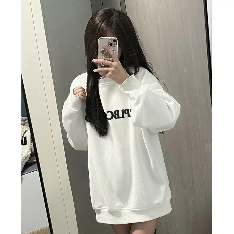 Damen-Sweatshirts, Polerones, kurze Länge, elastisch, kappenlos, Graffiti, Distressed, supergroß, Campus-Farben, Sommer, Farbblock