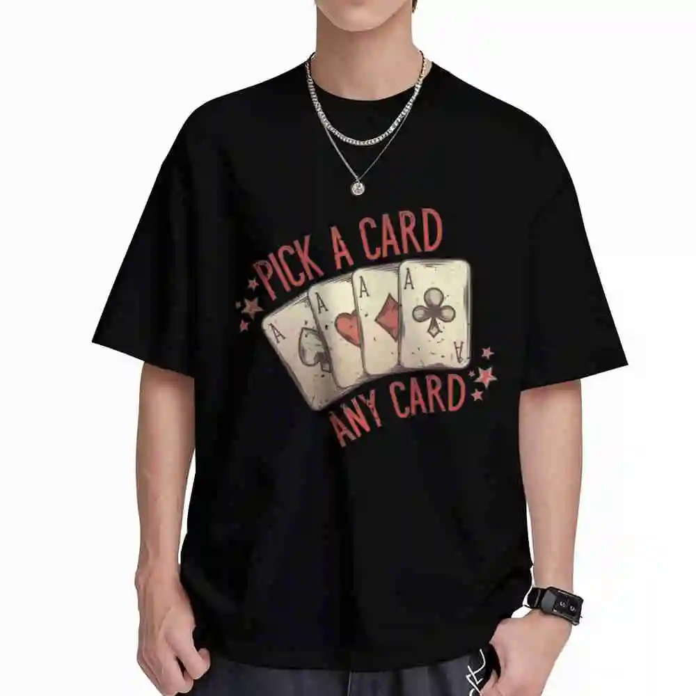 Cool Magician Pick A Card Magic Short Sleeve Tee 100% Cotton T-Shirt