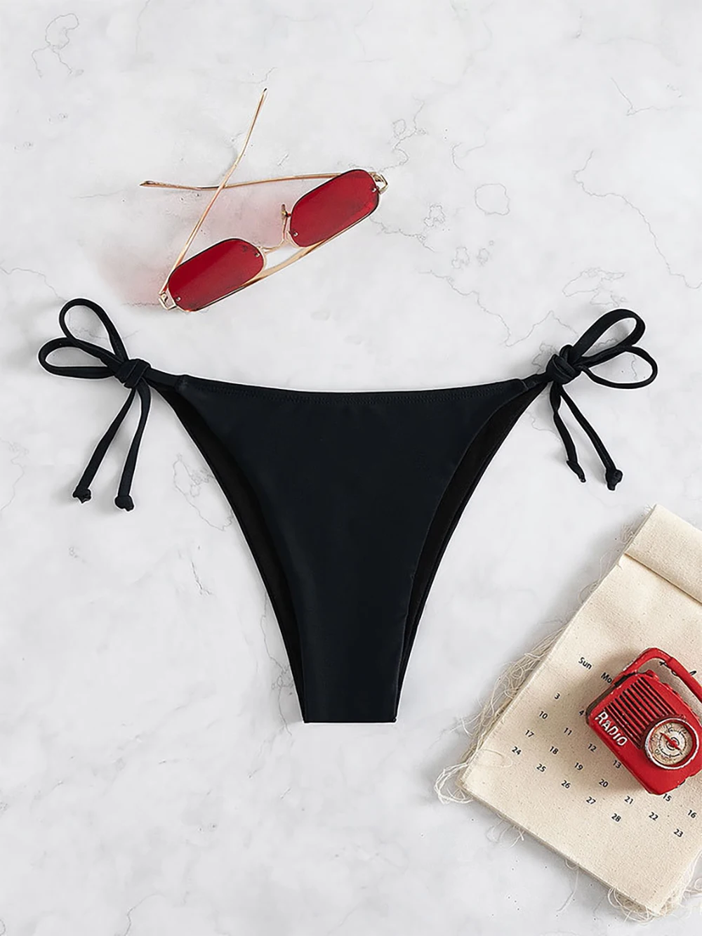 Sexy Low Waist Bikini Bottoms Women Triangle Thong Lace Up On Side Swimsuit Quick-Dry Beach Swimwear Shorts Brazilian Biquini image 2