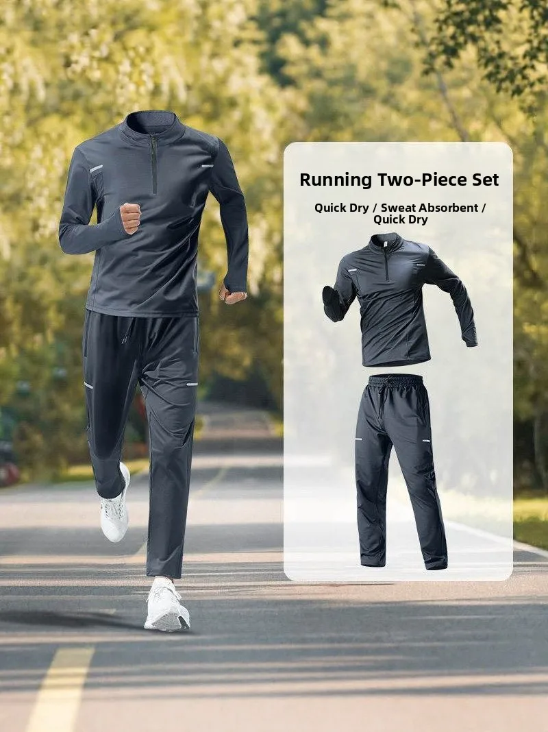 

Men's Sportswear Set Casual Long Sve Outdoor Fitn Training Clothes Qui Dry Running Outfit Profional Morning Run