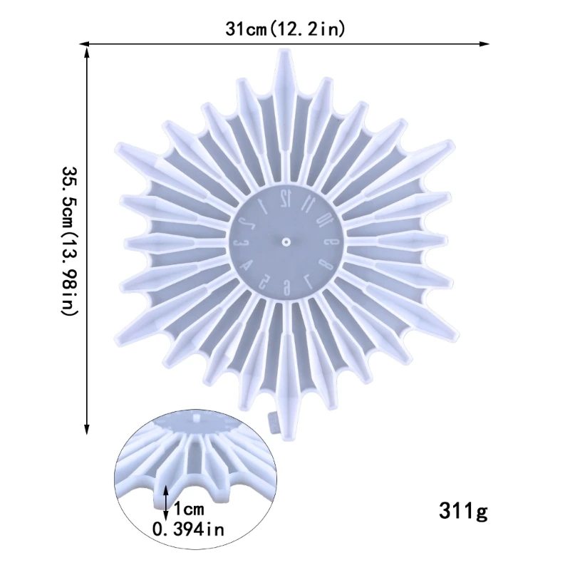 Moldes resina para reloj, molde silicona para reloj con números grandes, molde fundición epoxi para manualidades DIY,