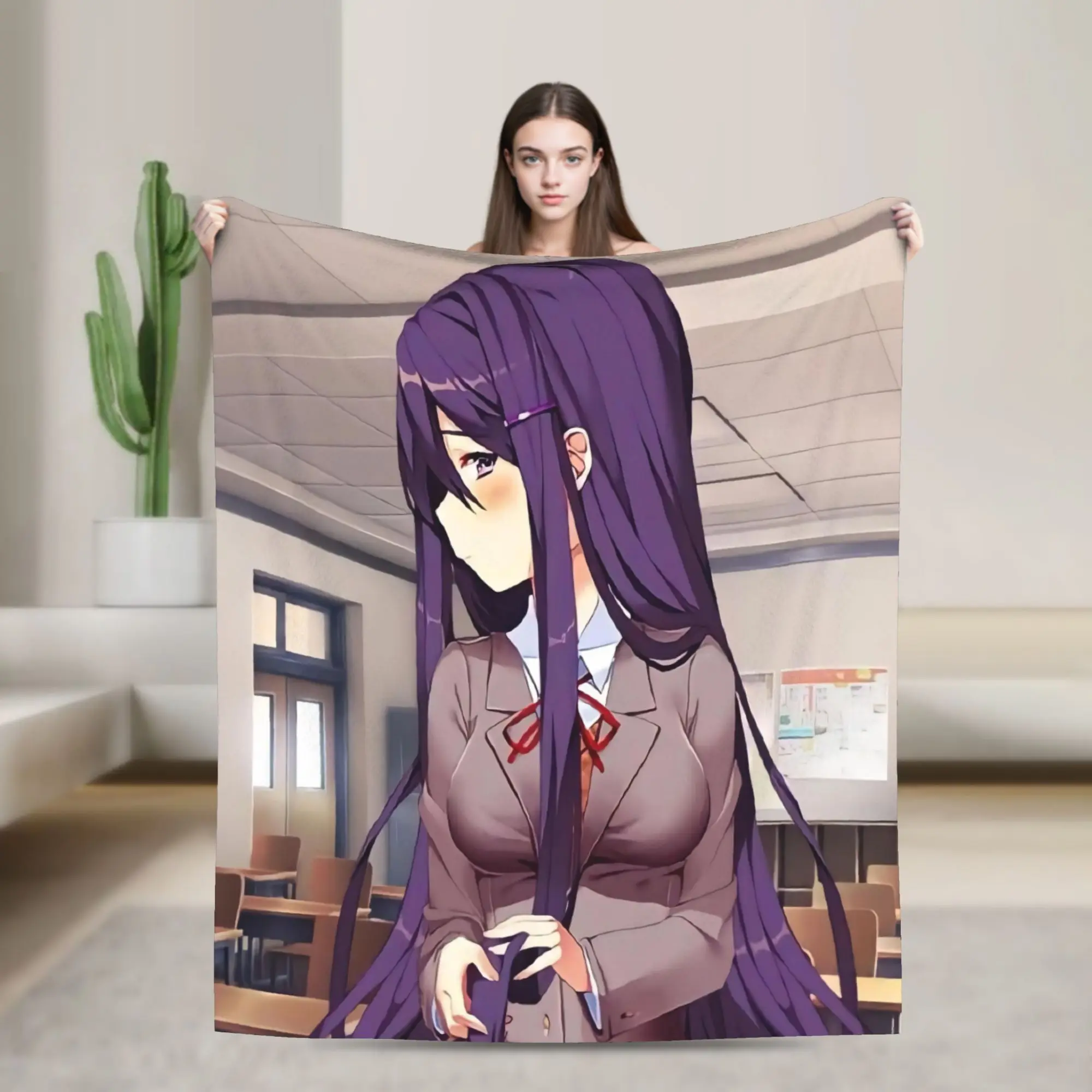 Cozy Yuri doki  Blanket Stuff Sofa Decorative  Blanket Throw Lightweight Thin Flannel for Car