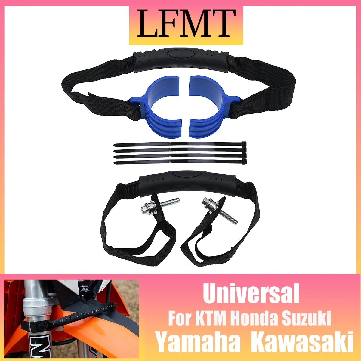 

MotorcycleFront Rear Rescue Pull Belt Safety Drawstring Strap Sling For EXC XC XCF XCW EXCF SX SXF CR CRF YZ YZF KXF Universal