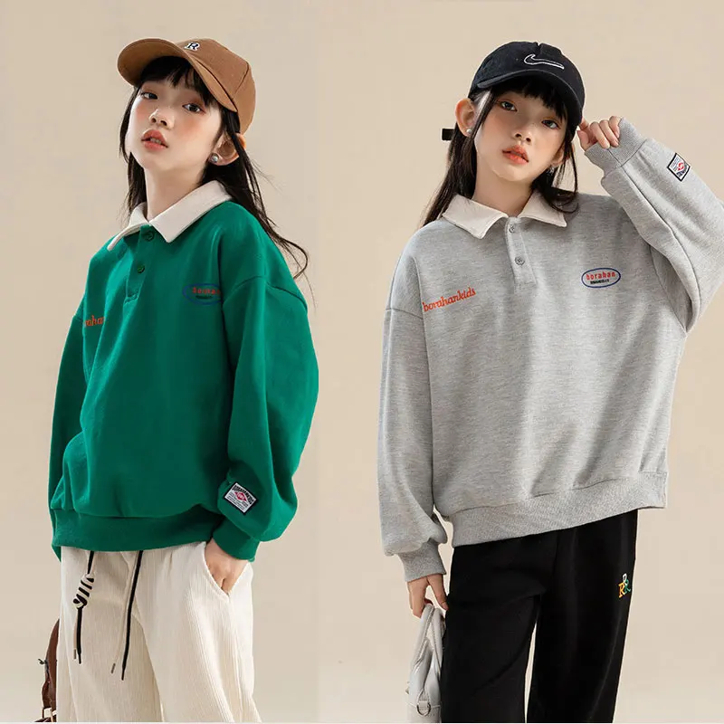 2024 Spring Girls Sweatshirts Long Sleeve Polo Shirts for Kids Fashion Children Pullover Teenager School Outfits Baby Clothing