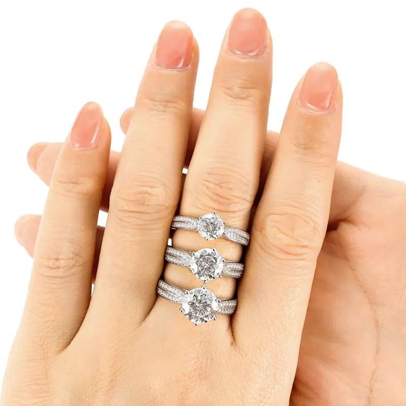 IOGOU Luxury 1CT 2CT 3CT Full D Color Moissanite Wedding Engagement Rings for Women Real 925 Silver Promise Finger Band Jewelry