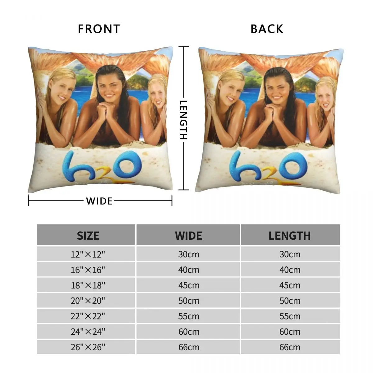 H2O Just Add Water Square Pillowcase Polyester Pillow Cover Velvet Cushion Zip Decorative Comfort Throw Pillow For Home Bedroom