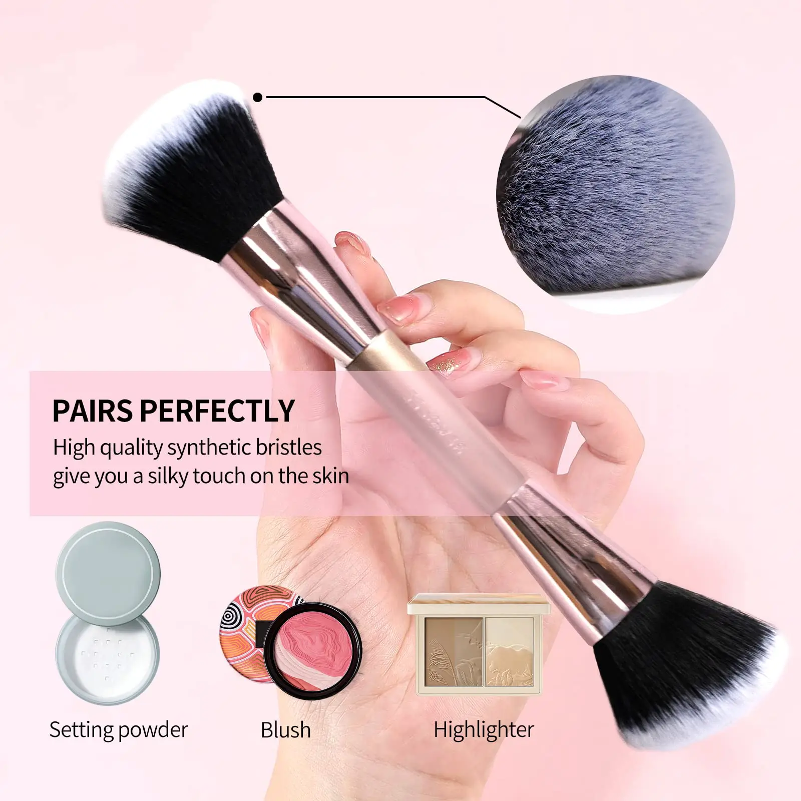 Double Ended Makeup Brush Angled Contour Brush Precision BB Cream Liquid Foundation Make up Brushes