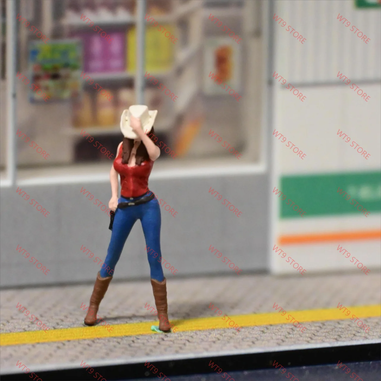 

Diorama 1/64 Miniature Figures Cowgirl Miniatura Model DIY Collectible 1/87 Minifigures Resin Figure Garage Scene Decoration