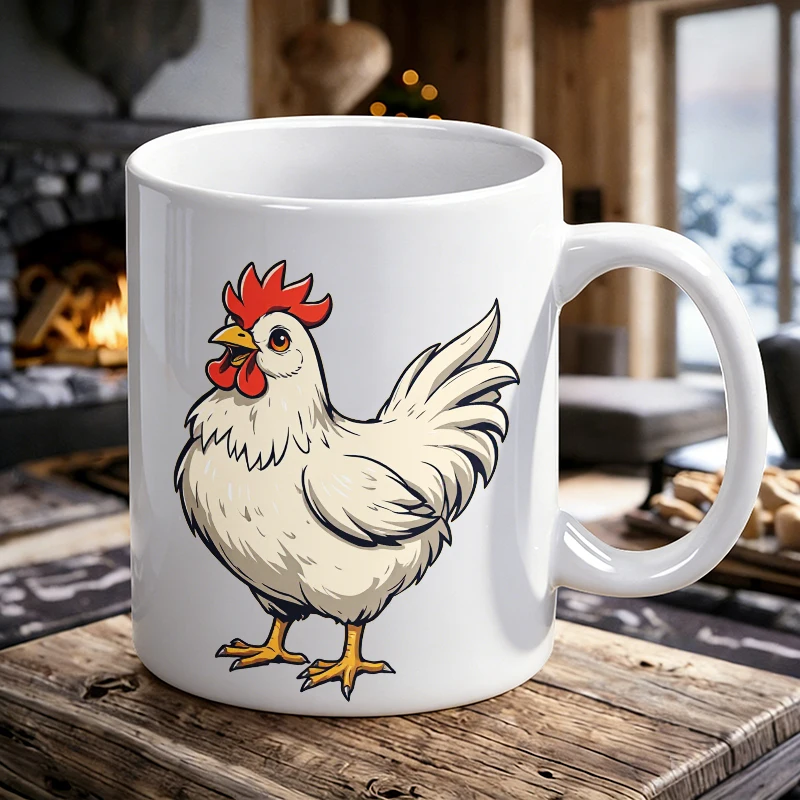

1 PCS Country-style Rooster Ceramic Mug with Handle, Creative Coffee Cup, Milk Cup, Office Tea Cup, Drinking Cup, Fade-resistant