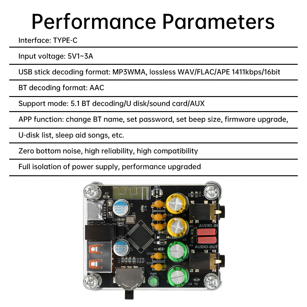 ZK-PT2-RPO Bluetooth 5,1 плата аудиодекодера Hi-Fi качество звука изолированное шумоподавление аудио декодер усилитель управление через приложение