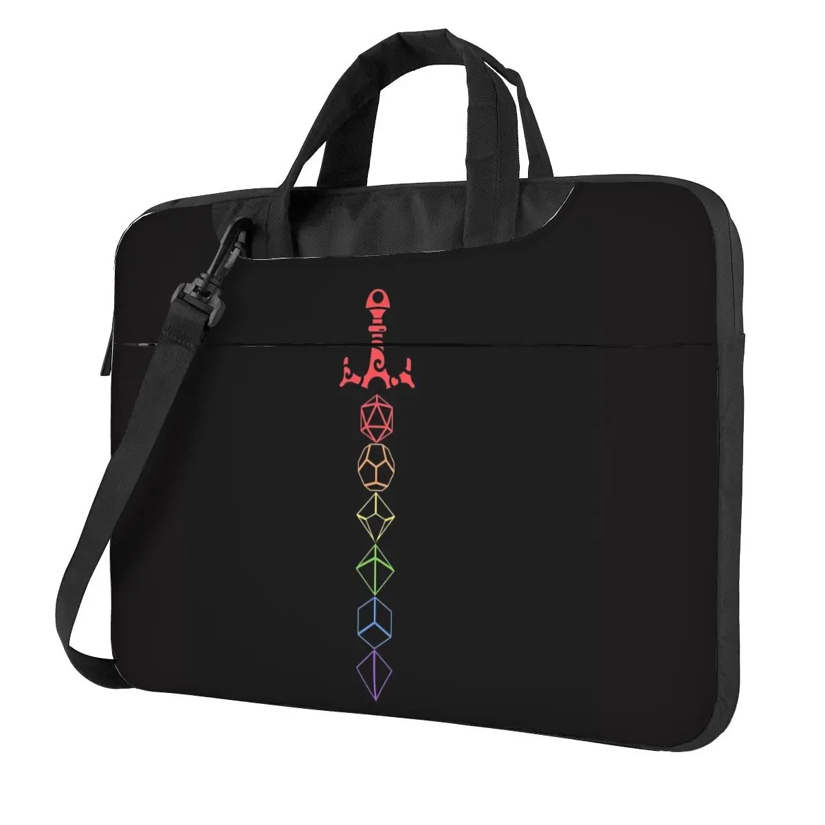 Rainbow Dice Sword Tabletop RPG Gaming Laptop Bag Shockproof Case Computer Bag 13 14 15.6 Inch Crossbody Notebook Pouch