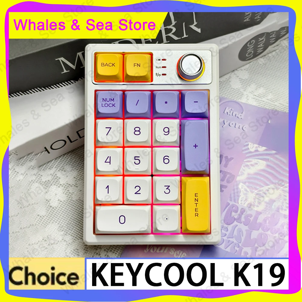 

KEYCOOL K19 Мини-клавиатура с тремя режимами горячей замены RGB Многофункциональная ручка Портативная механическая клавиатура Эргономика ПК Геймер Офис