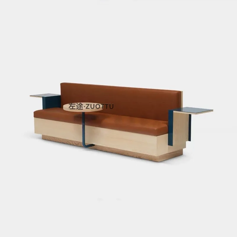 Simple style card seat sofa wooden with edge, engineering bench, shopping mall clubhouse public area rest bench