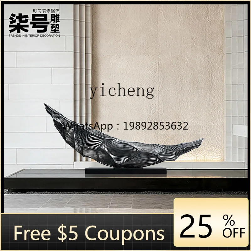 W3-20  hotel lobby ornament large floor-to-ceiling metal treasure boat abstract sculpture