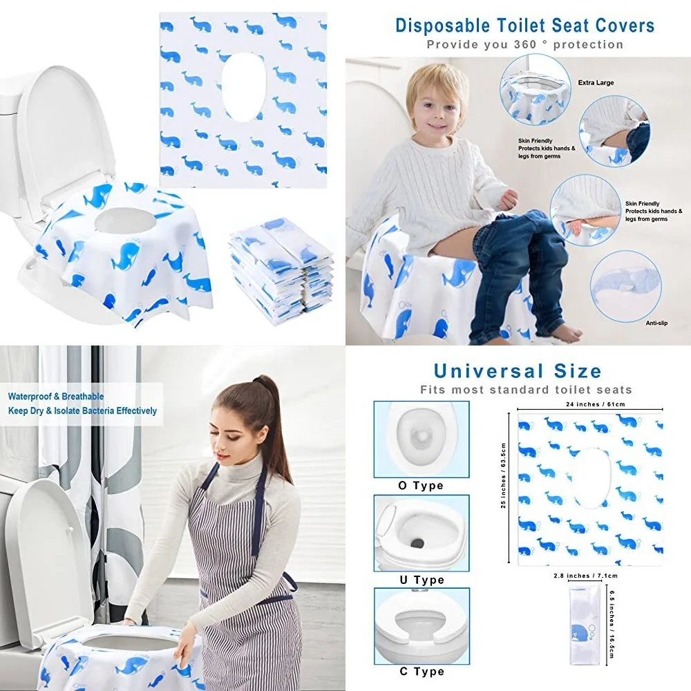

20 Pack Oversized Disposable Toilet Seat Covers Hygienic Single Use Bathroom Protection for Travel Home Hotel Public Restroom