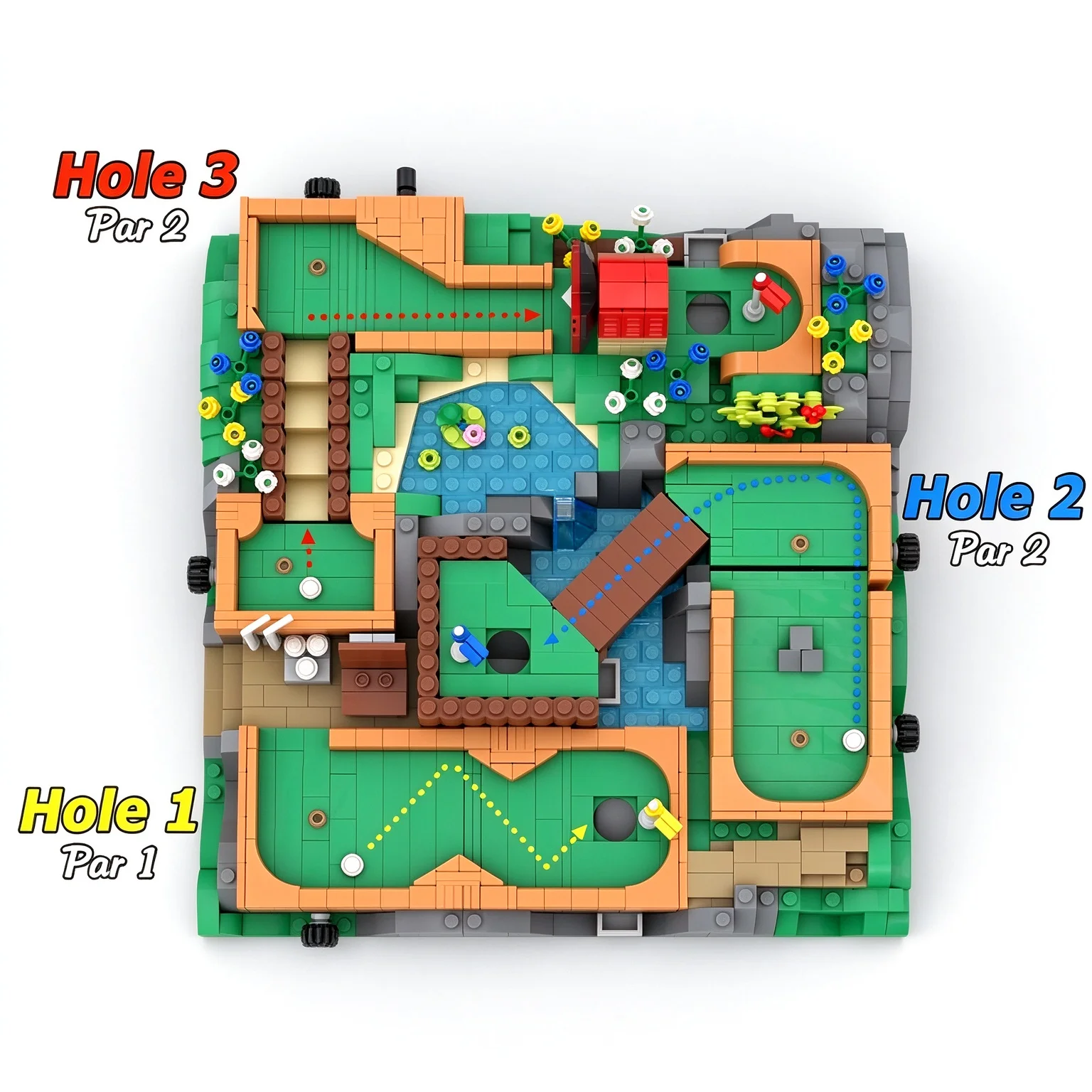 MOC 1572PCS DIY Working Mini Golf Course Street View Ornament Building Blocks Assembly Model Toy Brick Boyfriend Birthday Gifts