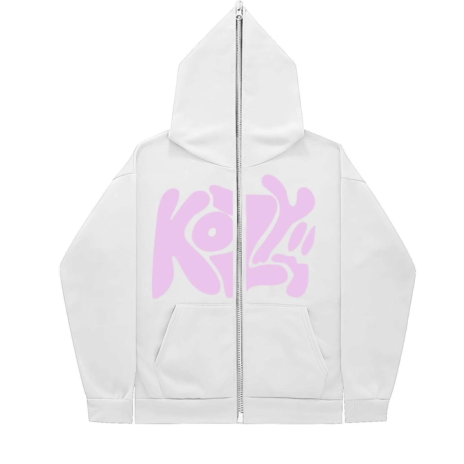 2024 New Product KOZY Letter Printed Zipper Hoodie Pattern Casual Coat