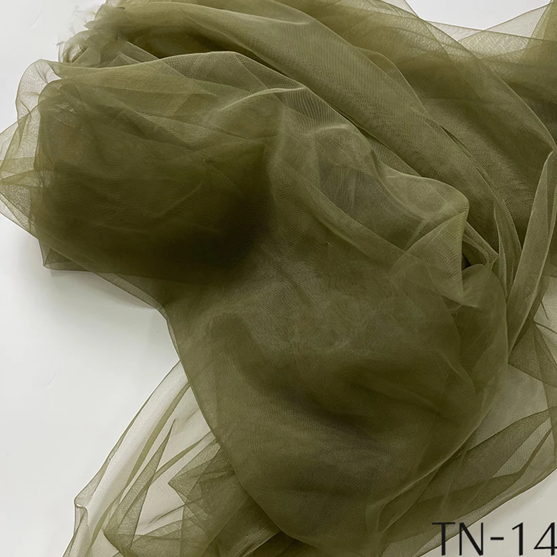 Brown Olive Soft Tulle Fabric Wedding Decoration Curtain Clothing Sewing Mesh Gauze Layout Chair Back Yarn DIY Tutu Material