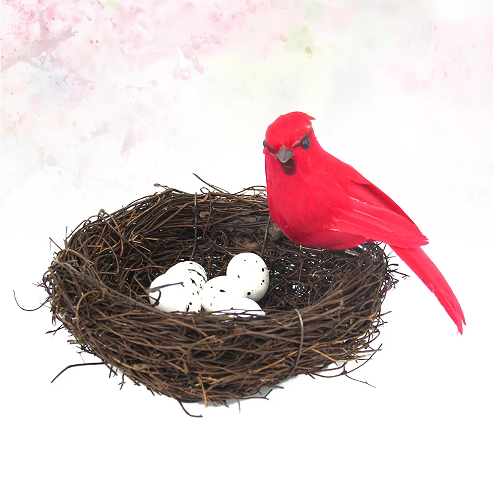 

5Pcs Creative Bird Egg Nest Ornament Rattan Foam Material Home Decor Party Decoration DIY Props Bird Nest Decor