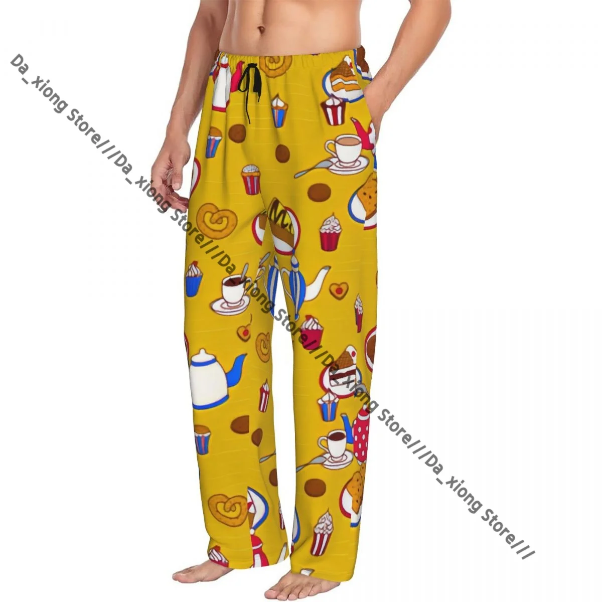 

Sweets Teapots And Bakery Pattern Mens Pajamas Pyjamas Pants Lounge Pants Sleep Bottoms