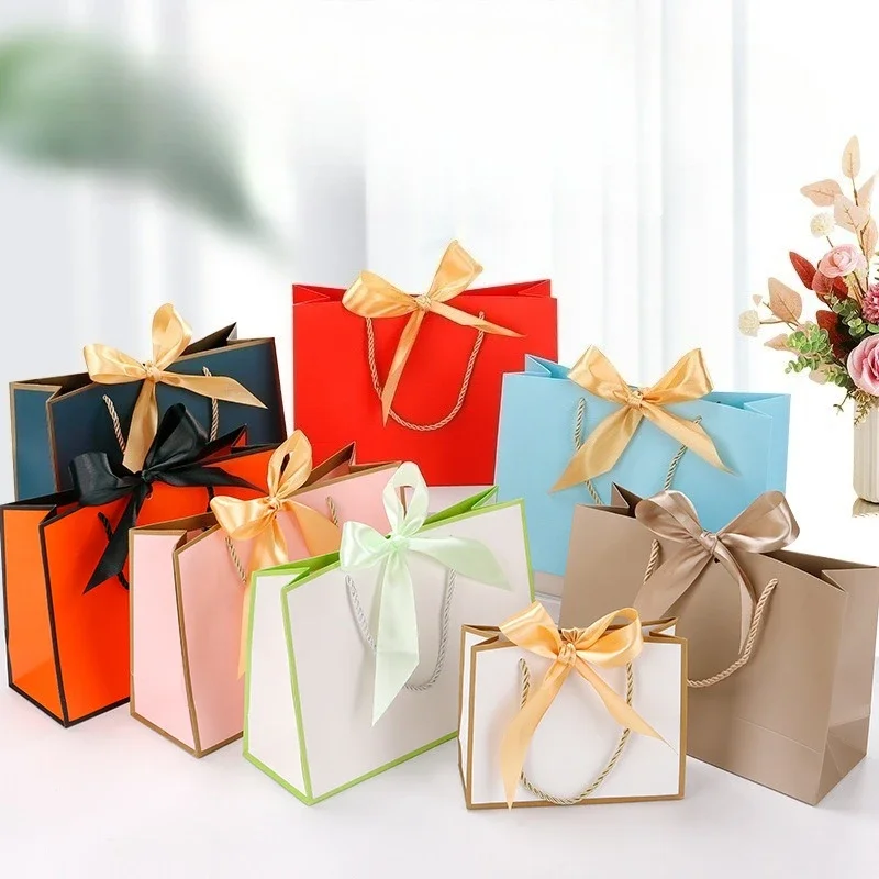 10pcs Gift Bag Paper Box With Ribbon Wedding Favors Baby Shower Valentines Birthday Party /Pajamas Clothes Wig Jewelry Packaging