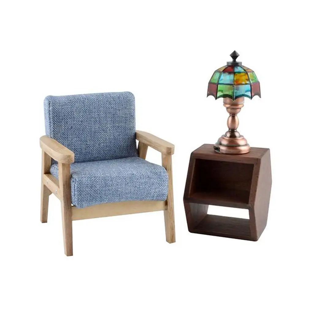 1/12 Scale Dollhouse Miniature Furniture Walnut Wood Mini End Table Dolls House Bedroom Bedside Table