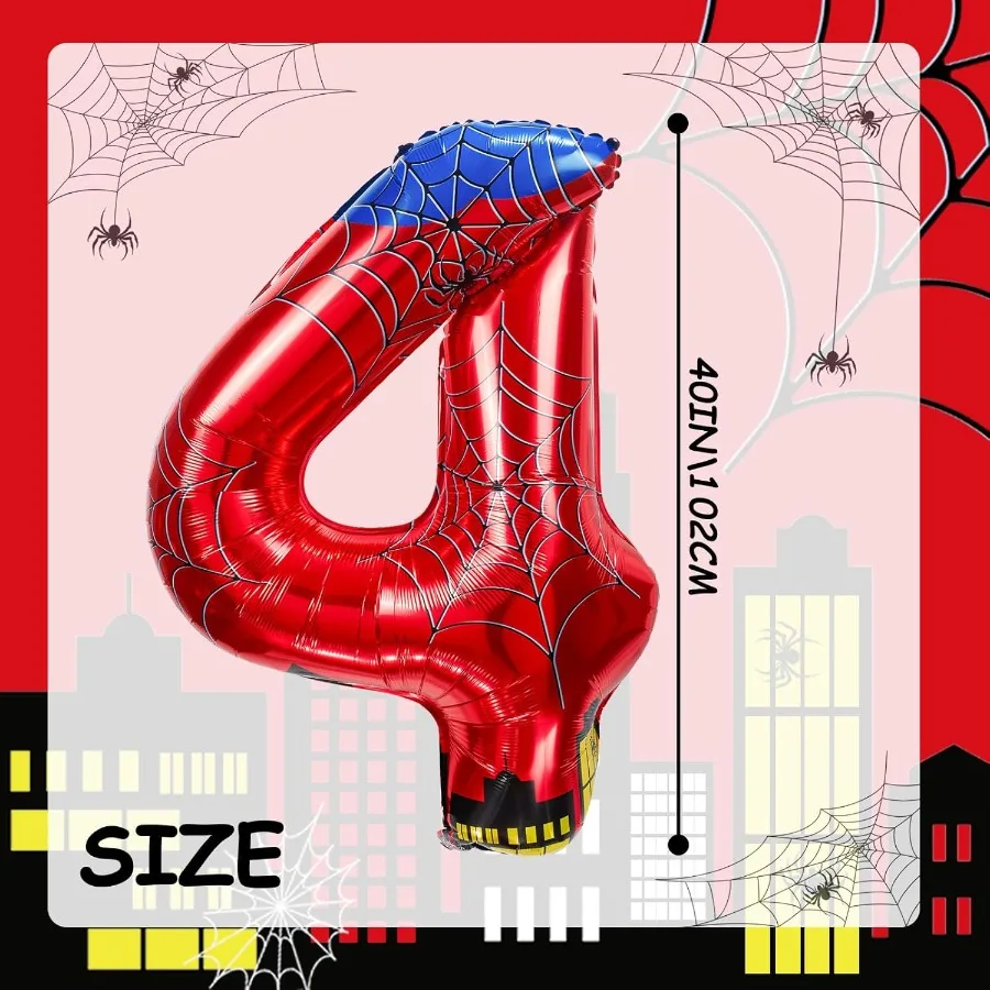40 بوصة العنكبوت موضوع عدد احباط بالونات الأطفال لوازم بالونات الحفلات مع أرقام كلاسيكية 1 إلى 9 عيد ميلاد الديكور المورد