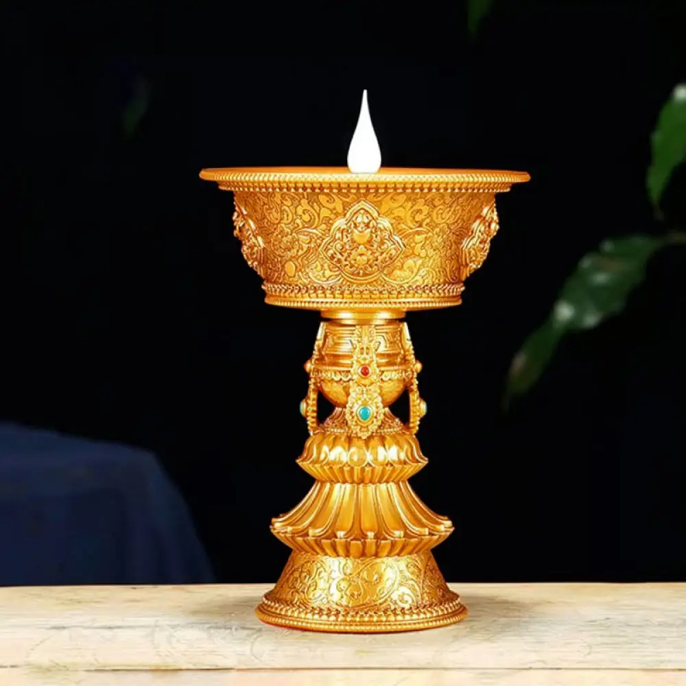 Zangcun Buddhist Candle Holder LED Electronic Butter Lamp Rechargeable Flameless Decorative Religious Light Home Altar