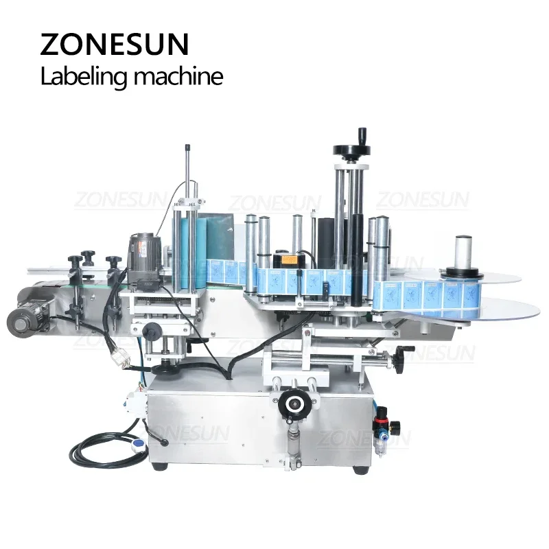 

ZONESUN ZS-TB500A Automatic Double Sides Label Sticker Jar Water PET Round Bottle Labeling Machine with Date Coder