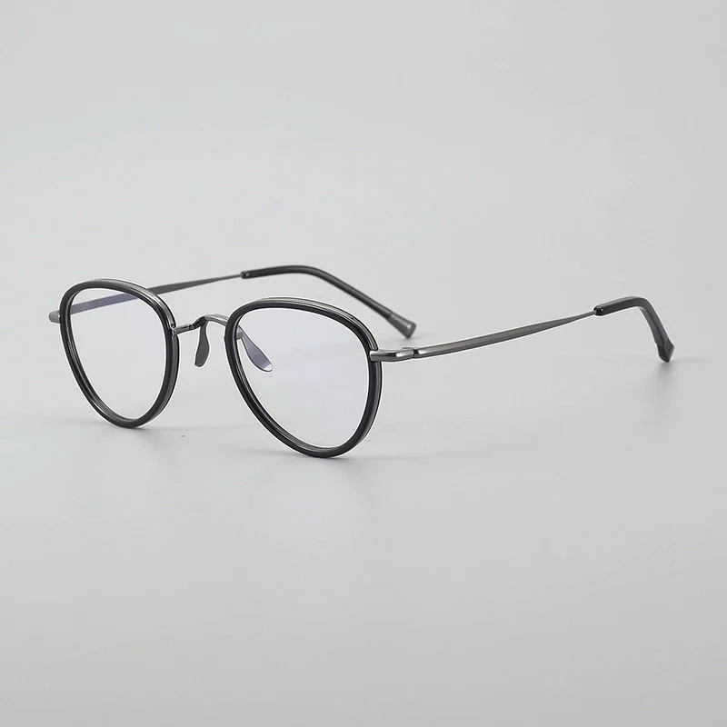 ファッションデザイナー クラシックチタンメガネ 度付きメガネフレーム レトロブランド 近視メガネ 累進多焦点メガネ