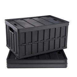 SucceBuy Set of 3 45L/65L Collapsible Storage Bins Folding Stackable Utility Garage Crates with Lids for Clothes Snack Grocery