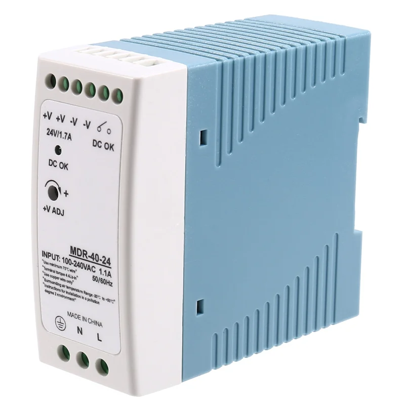 

BYBS-2X MDR-40-24V 24V 40.8W Источник питания на DIN-рейку AC-DC Драйвер Регулятор напряжения Источник питания 100 В-240 В