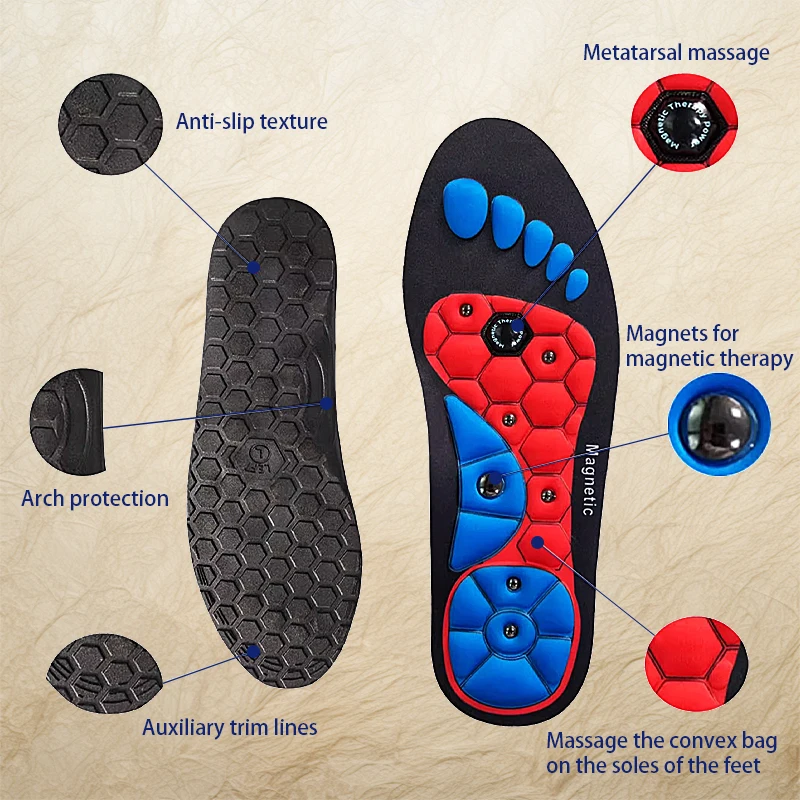 Magnetic Therapy Massage Insoles for Shoes Sole Men Women Foot Acupressure Magnetic Insole Arch Support Orthopedic Shoes Pads