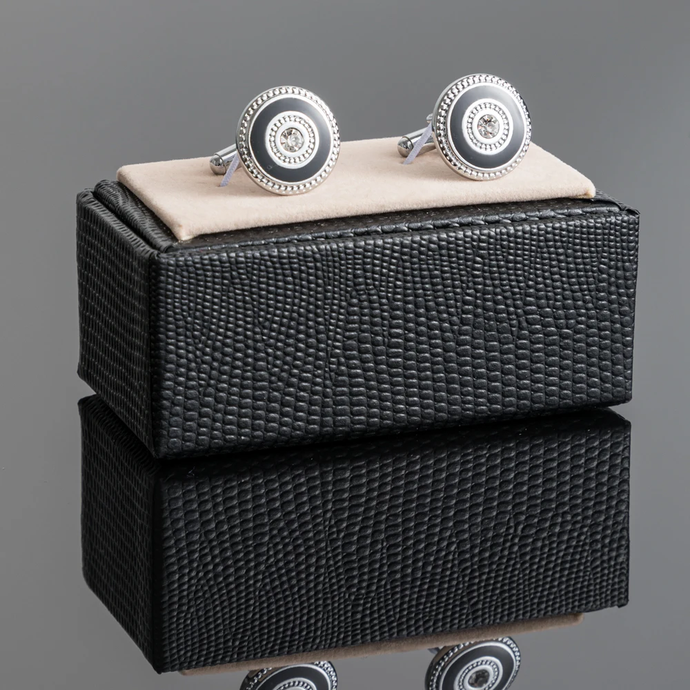 أزياء جولة الفضة مطلي الأزرق الماس كريستال أزرار أكمام رجالي الأعمال مجوهرات الزفاف قميص الكفة زر الهدايا #6