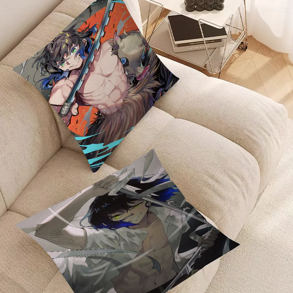 

Demon Slayer Hashibira Inosuke Pillow Gifts Home Office Furnishings Bedroom Sofa Car Cushion Cover Case 45x45cm