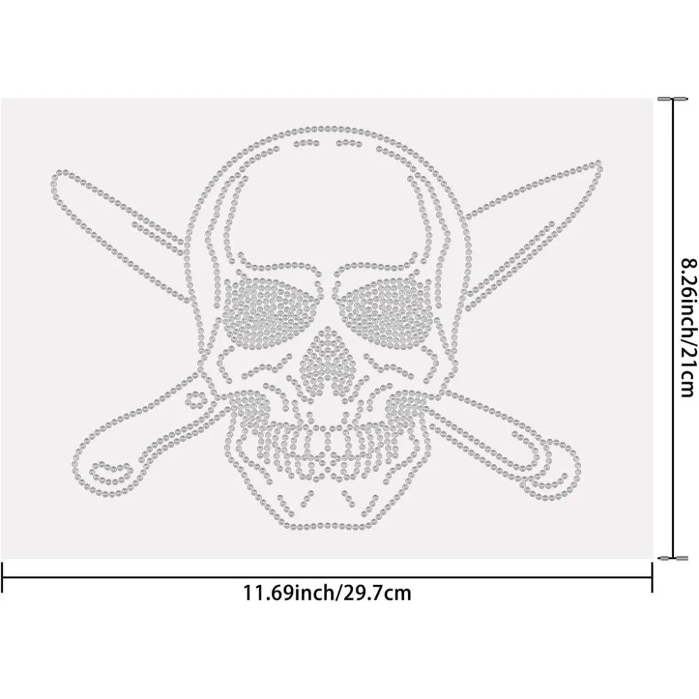 Rhinestone Iron on Hotfix Transfer Decal Pirate Heat Transfer Applique Costume Decor for Vest Shoes Hat Jacket Decoration