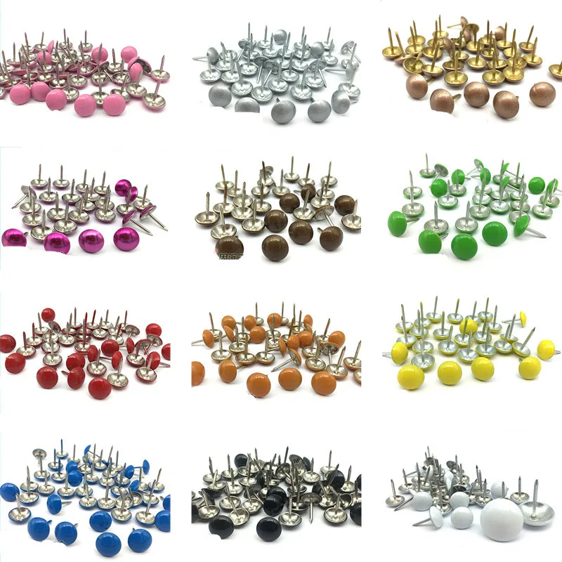 100pcs Colorful Nail Decorative Head Tirm Pin Furniture Upholstery Nails Round Head Tacks Hardware Thumbtack Stud Pushpin