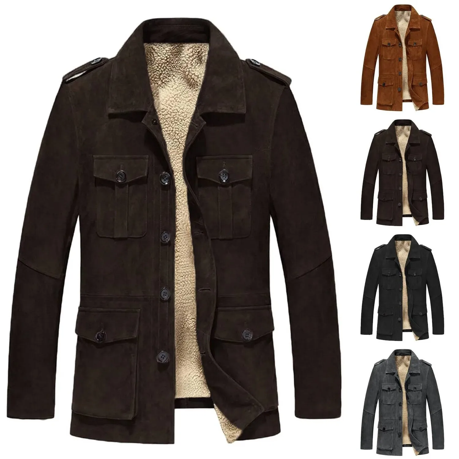 

Mens Vintage Jackets Medium Long Cotton Coat Leisure Pocket Washed Overcoat Daily Streetwear Casual Male Winter Apparel 2025