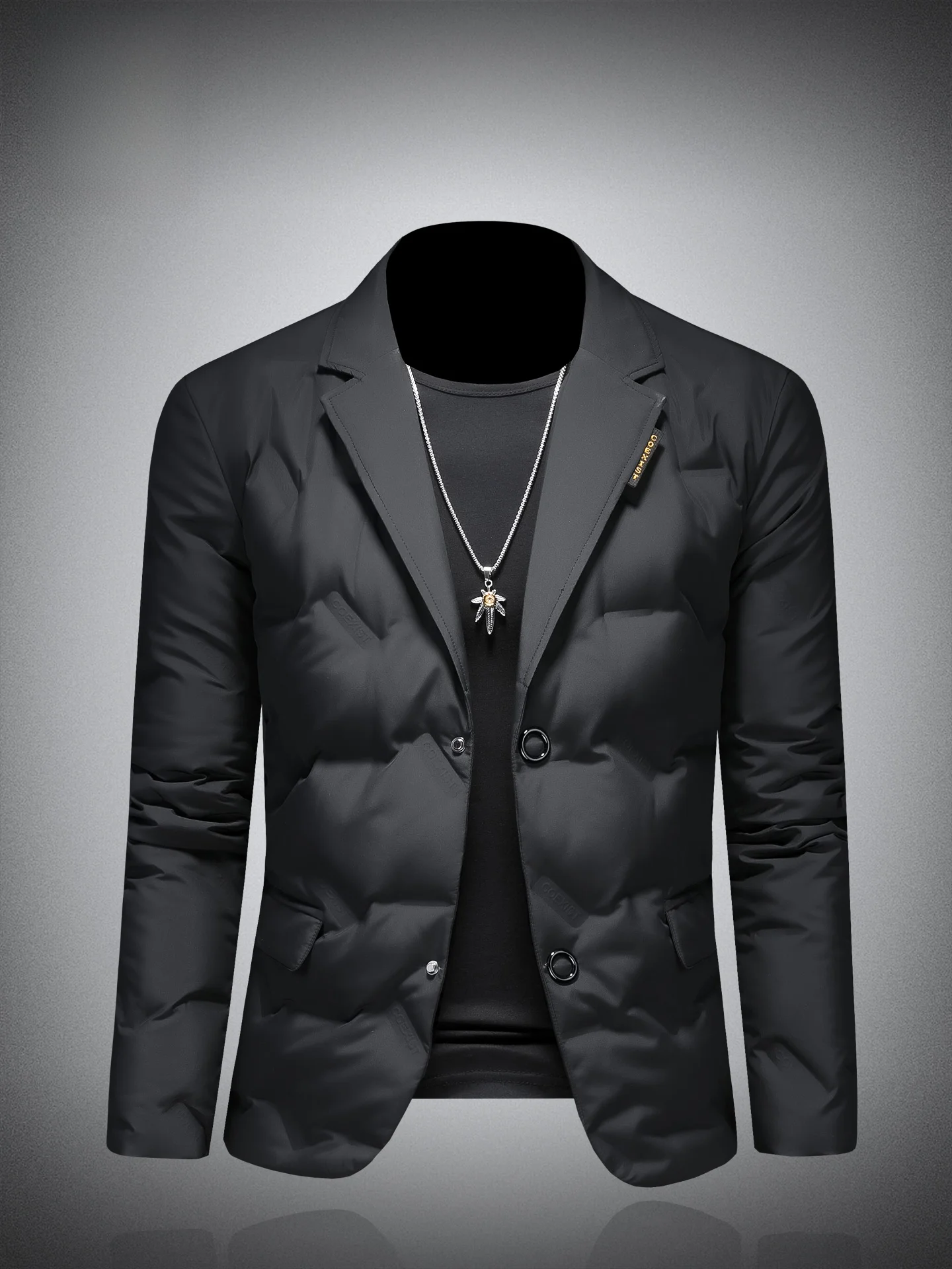 

Мужская пуховая куртка Ele mat 2025: Новая легкая приталенная теплая зимняя куртка в городском повседневном стиле из полиэфирного волокна