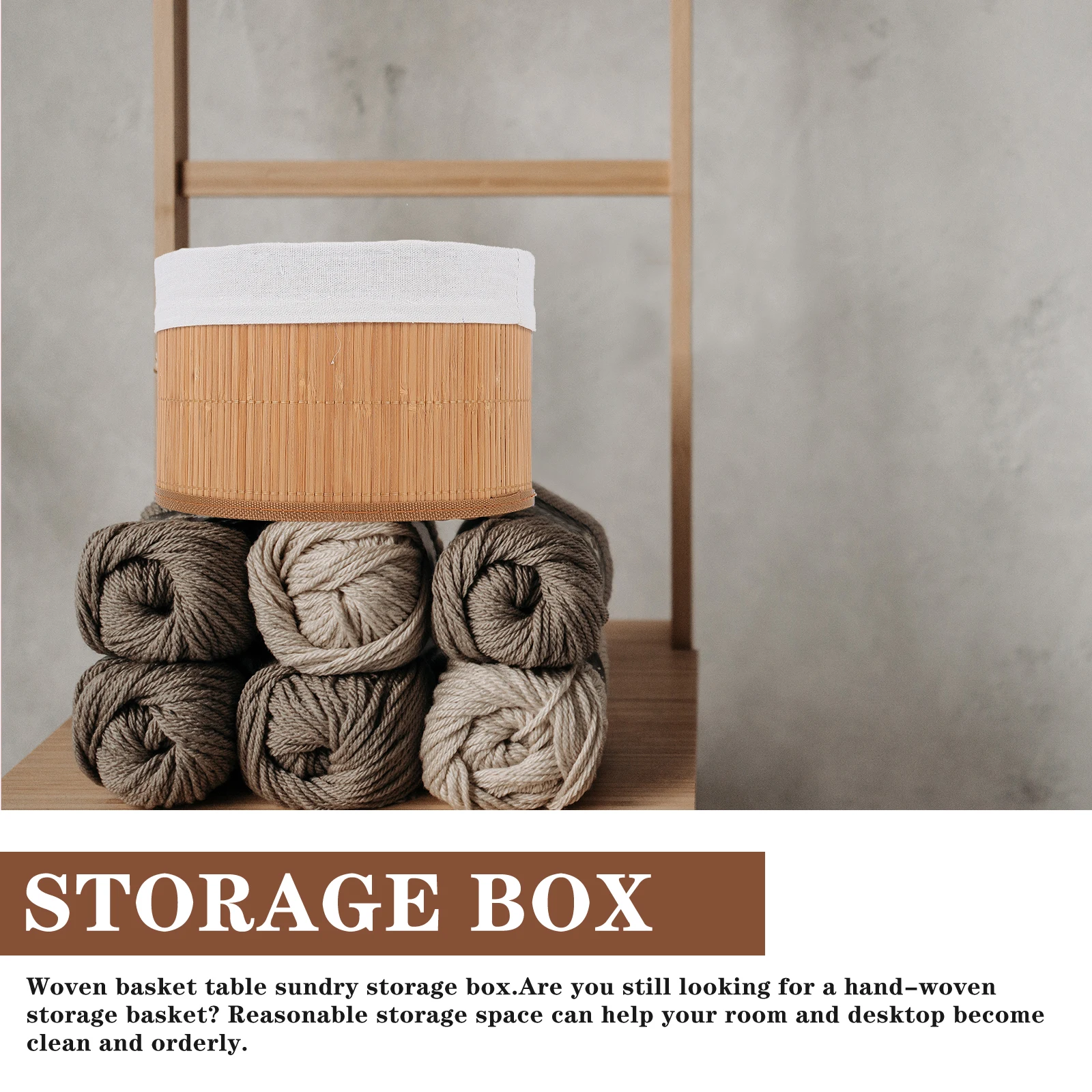 

3pcs Round Bamboo Woven Storage Baskets Household Organizer for Office Bedroom Bathroom Fruits Snacks Candies