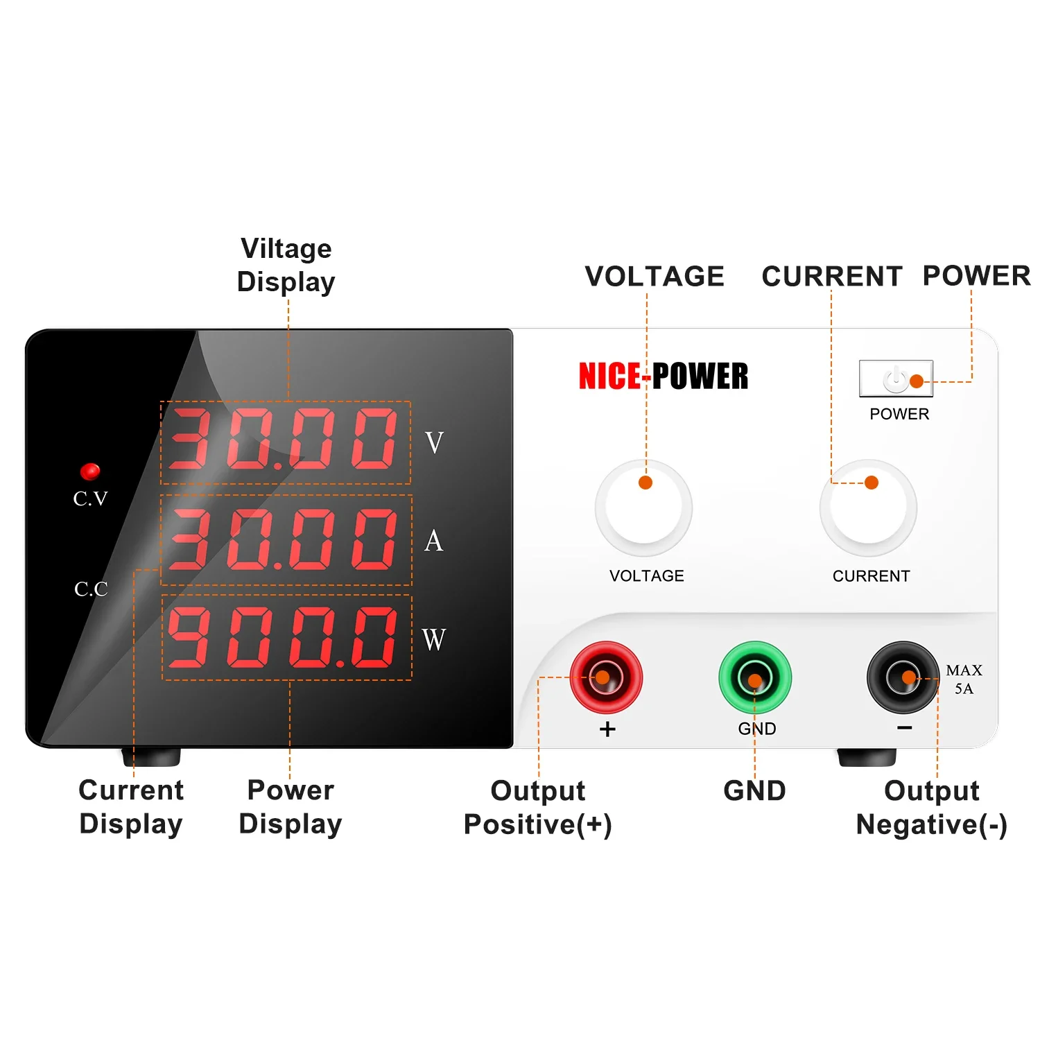 

2025 Nice-Power R-SPS3030 vertical storage 30V 30A High power Adjustable Bench Dc Power Supply Digital