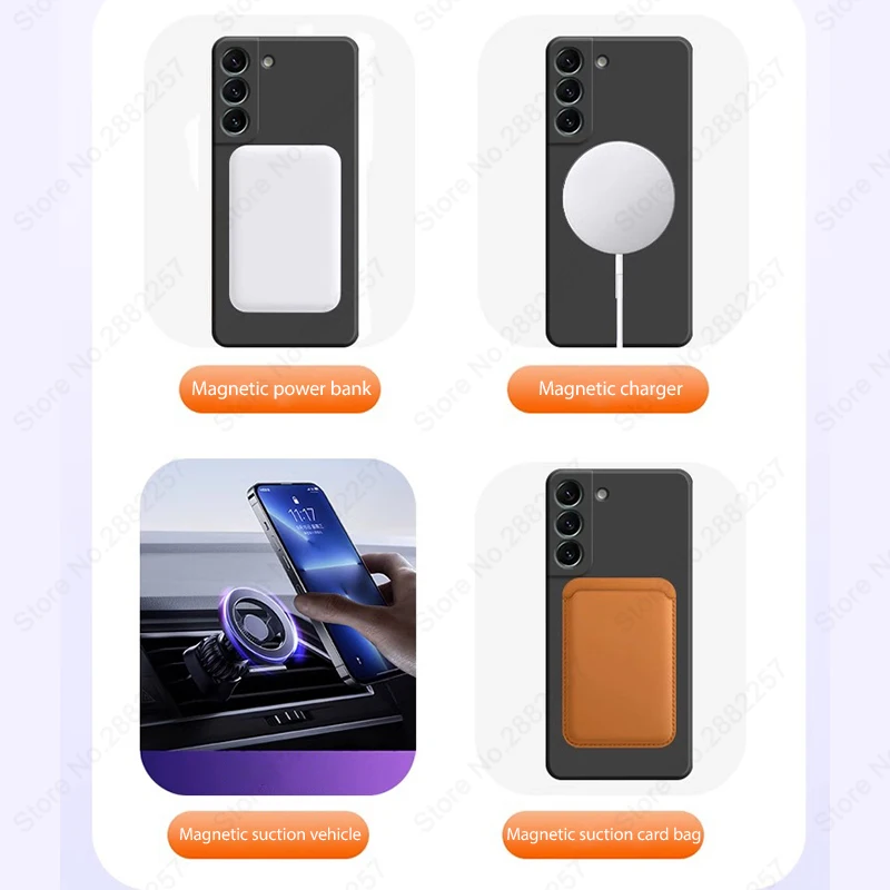 Luxury Liquid Silicone Cases For Samsung Galaxy S24 S23 S22 S21 Ultra FE For Magsafe Phone Cases Shockproof Magnetic Back Cover