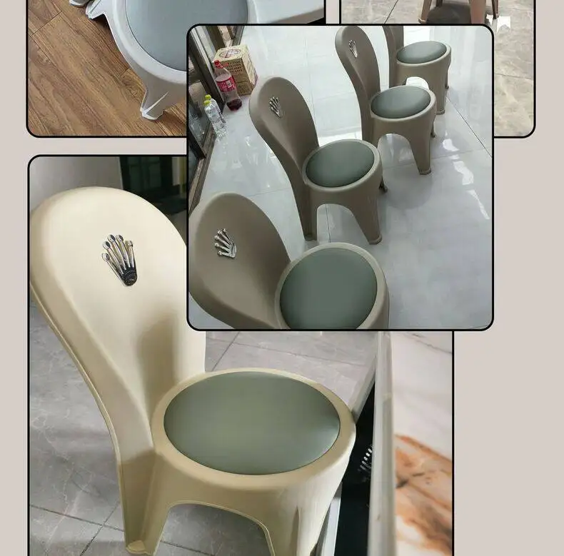 CZ Thickened Plastic Dining Chair Simple Backrest Stool Home PU Leather Chair Comfortable Backrest